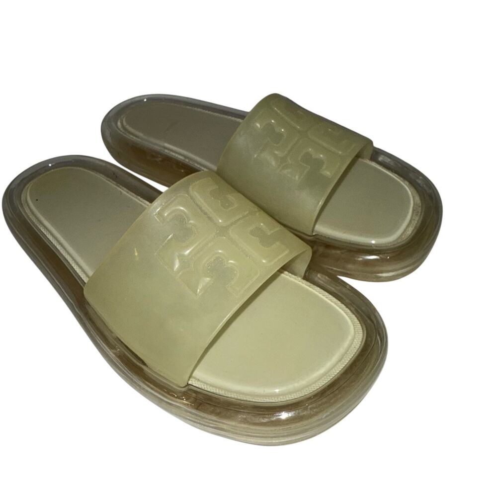 TORY BURCH clear vacationwear luxury bubble slides 7B - Picture 2 of 6